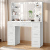 Large Dressing Table Wood Makeup Desk with Hollywood LED Mirror 7 Drawer Usounkg