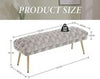 Velvet Ottoman Bench with Gold Metal Legs, Grey Upholstered Entryway Seat