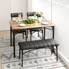 Brown Dining Table Set for 4 with Bench & 2 Upholstered Chairs,Kitchen Table Set