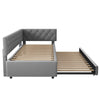 3ft Single Velvet Daybed with Trundle Bed, Upholstered Sofa Bed 90x190cm Grey