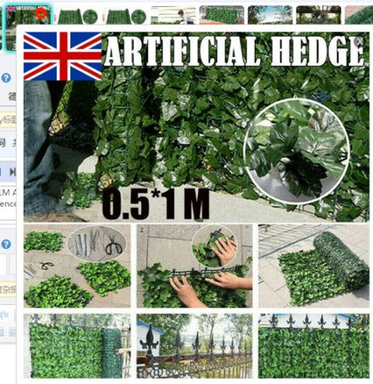 0.5*1M Artificial Faux Ivy Leaf Privacy Fence Screen Garden Panels Outdoor Hedge - Quildinc