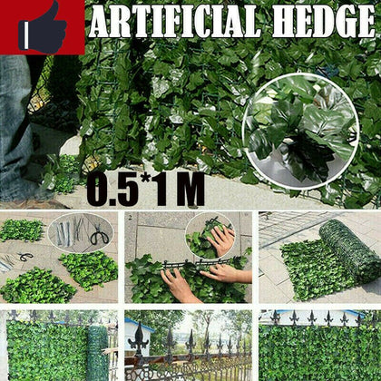 0.5*1M Artificial Faux Ivy Leaf Privacy Fence Screen Garden Panels Outdoor Hedge - Quildinc