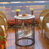 2Tier Round Side Table Marble Top Coffee Table Bedroom Nightstand Indoor Outdoor