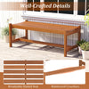 2 Pcs Outdoor Solid Hardwood Dining Bench with Teak Oil Finish