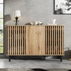 Sideboard Storage Cabinet with Hybrid Doors & Shelves, 150x40x95cm, Wood Grain