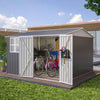 Garden Shed 10x10FT Steel Apex Tool Equipment Organize W/Window Door Grey