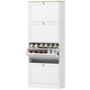 Slim Shoe Storage Cabinet with 4 Flip Drawers and Adjustable Divider White