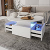 Coffee Table with LED Lights Wood 2 Drawers Storage Center Table for Living Room