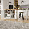 360° Swivel Dining Bar Table Kitchen Island, w/ Storage Cabinet, Wine Rack White