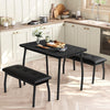 3Pcs Dining Table Set for 4, Kitchen Table w/Metal Frame & 2 Upholstered Benches