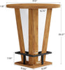 Round Bar Table, 39.4" H High Top Cocktail Bistro Pub Table with Metal Footrest