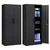 COSTWAY Metal Storage Cabinet with 2 Lockable Doors-Black