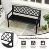 128CM Patio Bench Slatted Metal Garden Bench for 2-3 People Black