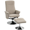 Upholstered Swivel Recliner Armchair with Ottoman, Beige