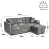 Milo Grey Corner Sofa Bed with Storage Velvet Pull Out Bed Left or Right Chaise