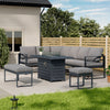 Patio Furniture Set with Fire Pit Table Sectional Sofa Set, Alu Conversation Set