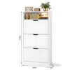 3 Drawer Shoe Rack Shoes Storage Cabinet Wooden Cupboard Organiser Holder Stand