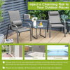 3PCS Conversation Furniture Patio Bistro Set Coffee Table and 2 Stackable Chair