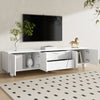 Minimalist White TV Cabinet 180cm with Doors, Storage Drawers & Solid Wood Legs