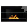 BIOETHANOL FIREPLACE 650x400 BLACK GLOSS DESIGN ECO TAMPERED GLASS + ACCESSORIES
