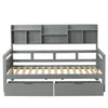 Platform Bed with Drawers & Bookcase 3ft Single Bed Household Bed 90x190cm, Grey