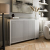 Radiator Cover White Modern Vertical Slat Shelves MDF Storage Cabinet Medium
