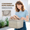 Set of 3 Wicker Log Basket with Liner and Rope Handles, Beige
