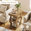 3-Tier Narrow End Table Wooden Sofa Side Table with Storage Shelf for LivingRoom