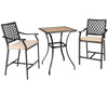 Bar Height Outdoor Bistro Set 3 Pieces Patio Bar Set W/ 2 Upholstered Bar Stools