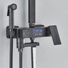 LED Exposed Bathroom Shower Mixer Twin Head Large Bar Set Square Valve Black Tap