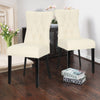 2 pcs Faux Leather Dining Chairs Set PU Seat Soft Back Wooden Legs Kitchen Chair