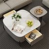Coffee Table with Drawer Side Table High Gloss White Stone Living Room Furniture