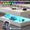 High Gloss LED Coffee Table Modern White Marble 2 Tiers Rectangle Tea Table