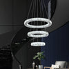 K9 Crystal 3 Ring Chandelier LED Ceiling Lights Pendant Light Dimmable w. Remote