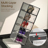 12 x Stackable Foldable Boxes Trainers Organiser Clear Plastic Shoe Storage Box