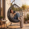 Hanging Rattan Egg Chair Garden Swing Chairs Patio Indoor Outdoor With Cushions
