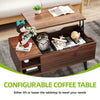 Brown Coffee Table with Lift Top Storage Shelf Wood Modern Living