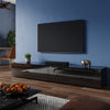 200cm Black Floating TV Cabinet Stand Unit High Gloss Storage Door Wall Mounted