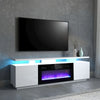 179cm TV Stand Cabinet High Gloss Electric Fireplace Unit With LED 12 Colour