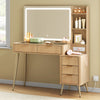 Dressing Table Tempered Glass Top Vanity Makeup Desk 5 Drawers LED Mirror