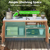 Patio Storage Cabinet 2-Door Storage Container with Faux Marble Top