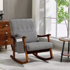 Modern High Back Rocking Chair with Solid Wood Legs, Grey