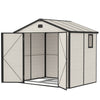 8 x 6ft Garden Shed Storage w/ Foundation Kit, Vents, Cream White