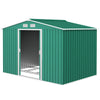 9 x 6FT Galvanised Garden Storage Shed with Sliding Door, Green