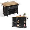 Kitchen Island Storage Trolley Cart with Drop Leaf, Drawers & Spice Racks, Black