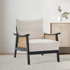 Wooden Frame Armchair Upholstered Fabric Single Sofa Mid-Century Rattan Chair UK