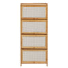 140cm Tall Cabinet Storage Cupboard Living Room Sideboard Unit with Rattan Doors