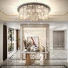 Round Crystal Chandelier Flush Mount LED Ceiling Light Fixture Lamp Color Adjust