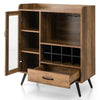 Industrial Storage Cabinet Wooden Cupboard Buffet Sideboard W/ Wine Glass Holder