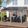 3x3.65m Lean-to Hardtop Gazebo Outdoor Wood Cedar Wall Mounted Pergola for Patio